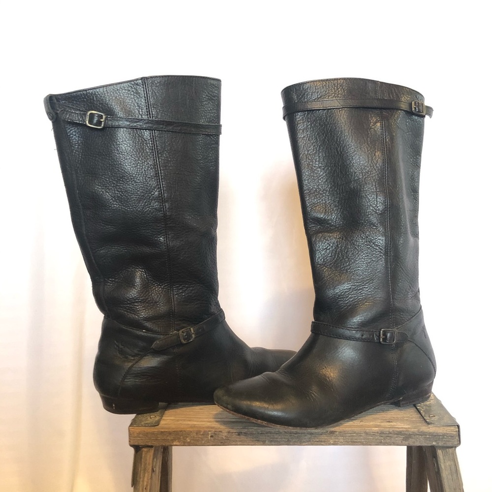 Frye Bonnie black soft leather slouch boots